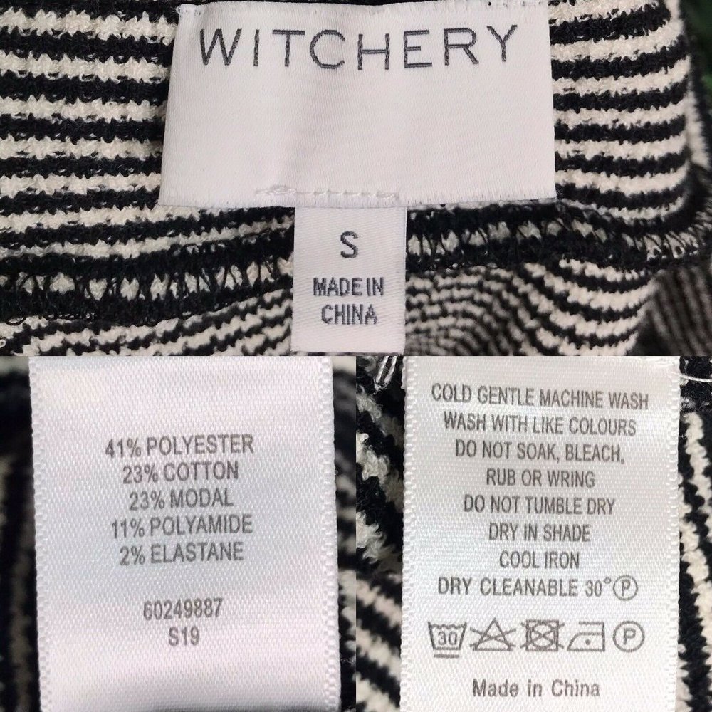 Witchery Black Striped Off Shoulder Knit Top S - Picture 12 of 13